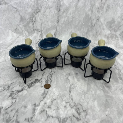 Réchaud à Beurre EarthenWare Butter Sauce Warmer Crocks Set of 4 in Box TK1