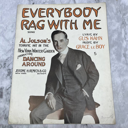 Sheet Music 1914 Everybody Rag With Me Al Jolson Dancing Around Ragtime TH1