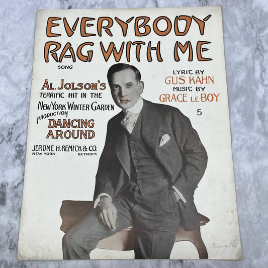 Sheet Music 1914 Everybody Rag With Me Al Jolson Dancing Around Ragtime TH1