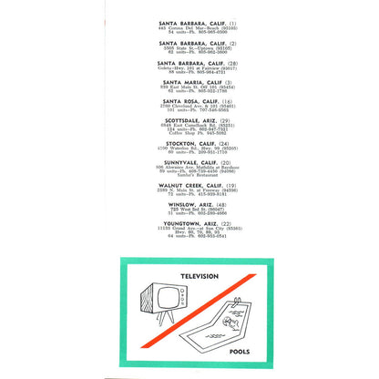 Vintage 1960s Motel 6 Santa Barbara CA Fold Out Travel Brochure AD7