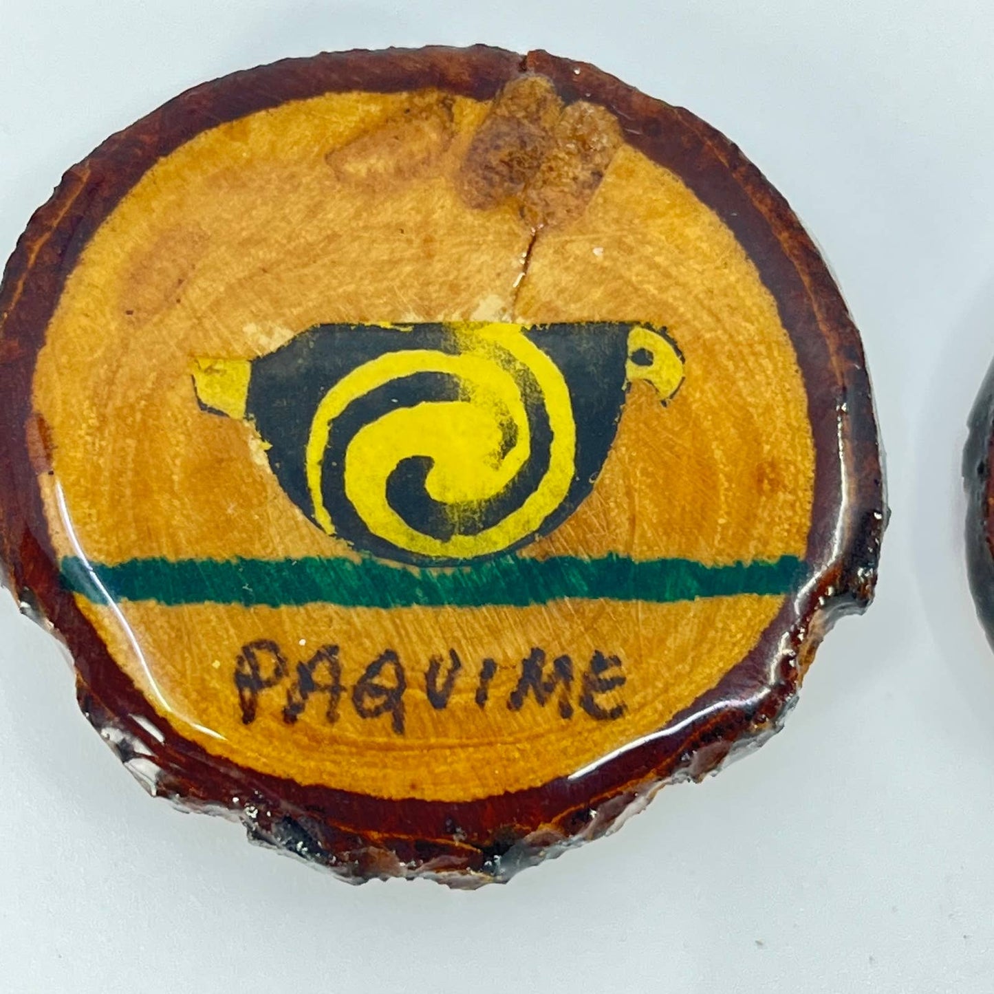 Vtg Hand Painted Wood Folk Art  Refrigerator Magnet Set of 2 Paquime Mexico SD1