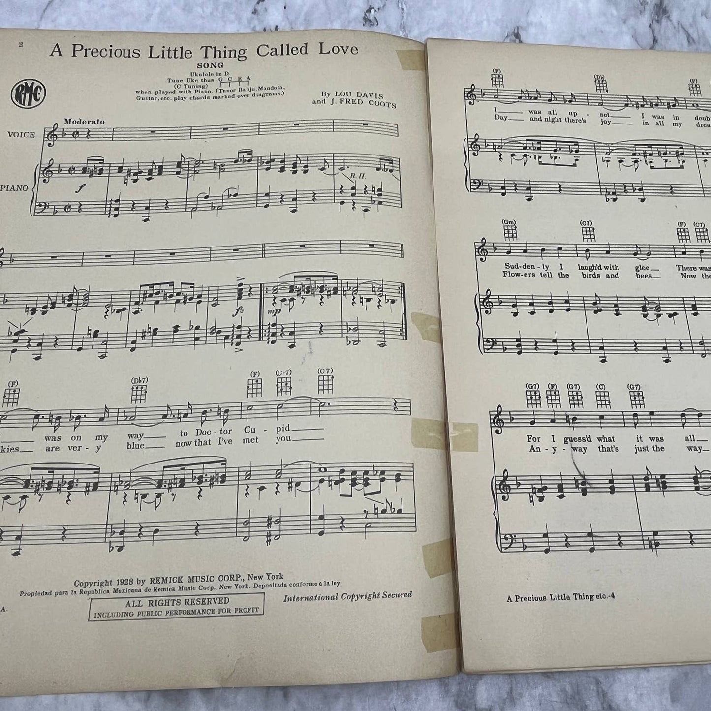 A Precious Little Thing Called Love Shopworn Angel 1928 Sheet Music TK2-SM4