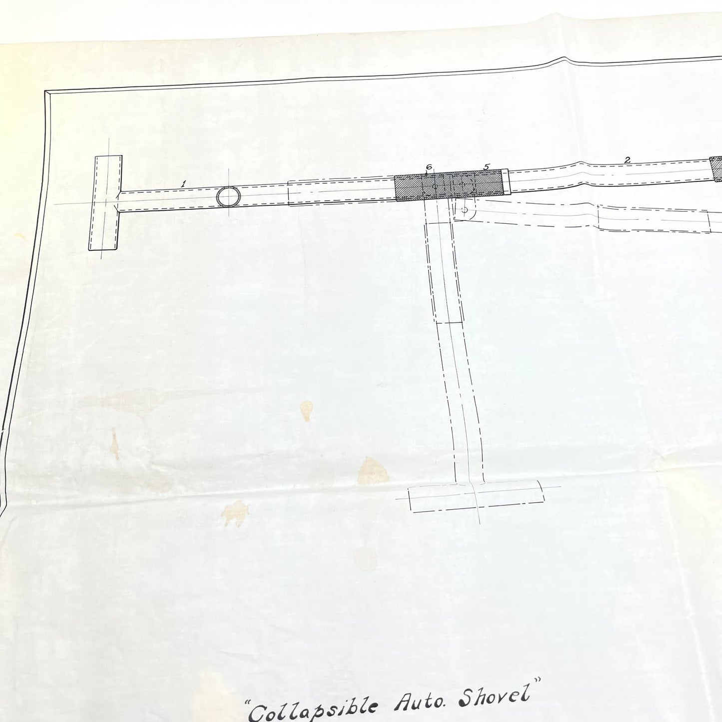 Antique Blueprints Diagram Collapsible Auto Shovel Bolin & Jansen Menominee FL3