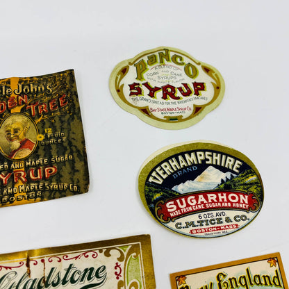 Vintage Lot of 7 Syrup Labels New England Vermont Boston EA4