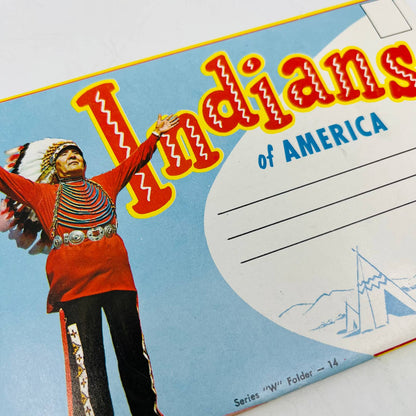 1950s Indians of America VTG Postcard Fold Out Plastichrome Sioux Seminole EA2