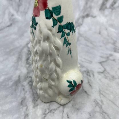 Vintage MCM Lefton Hand Painted White Poodle Dog Long Neck Green Collar 9" TI9