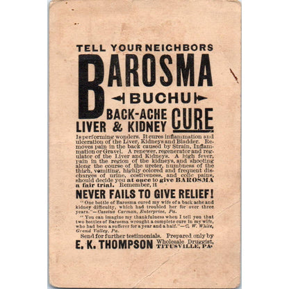 1880s Victorian Trade Card Barosma Buchu Liver and Kidney Cure Quackery EA3