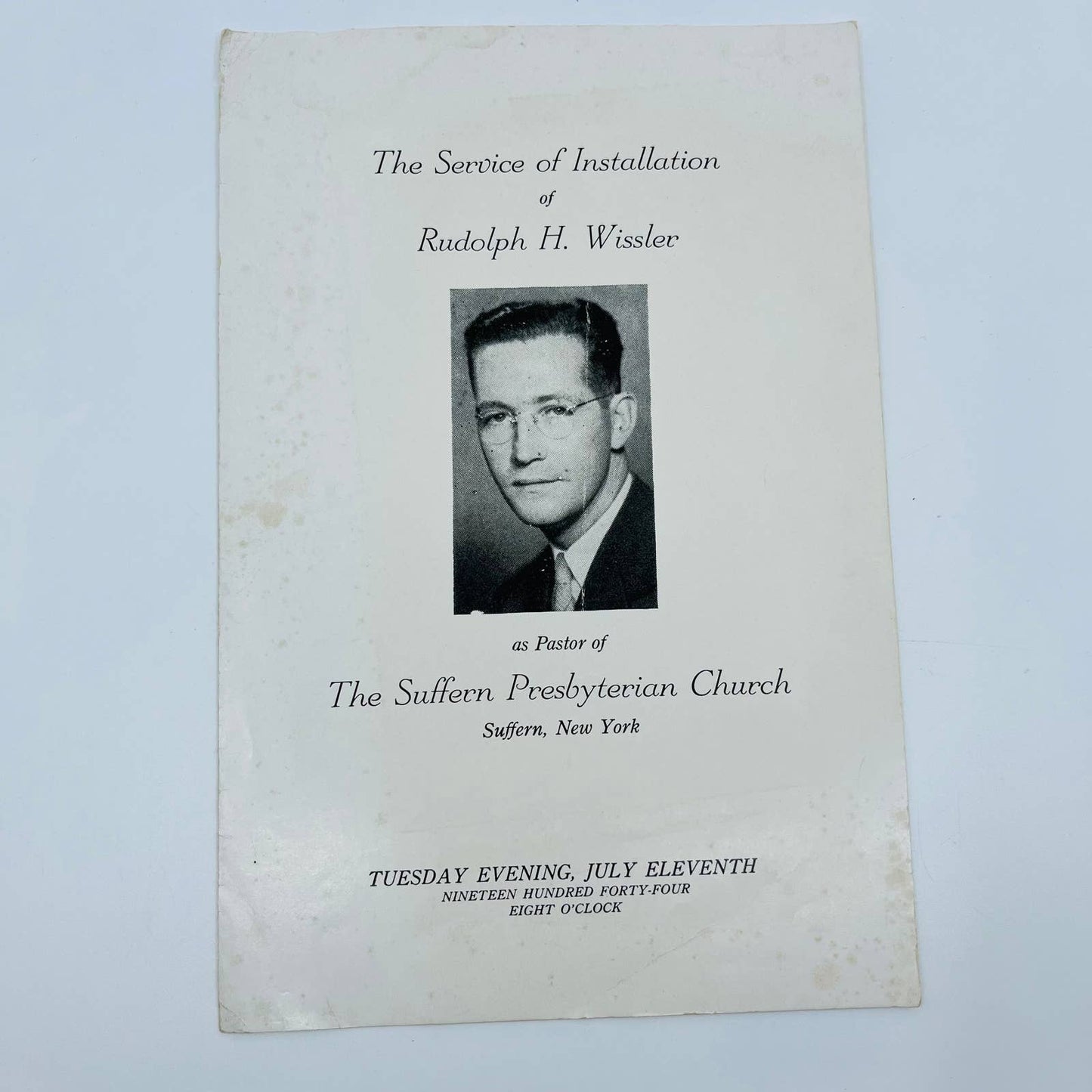 1944 Service of Installation Rudolph H Wissler Suffern Presbyterian Church NY D6