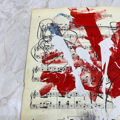 Original Mixed Media Abstract Art Painting 9.5x13” Vivid Notes Signed #10