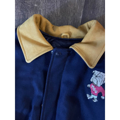 Vintage MSU Mississippi State Bulldogs Leather Varsity Jacket Coat Medium NEW