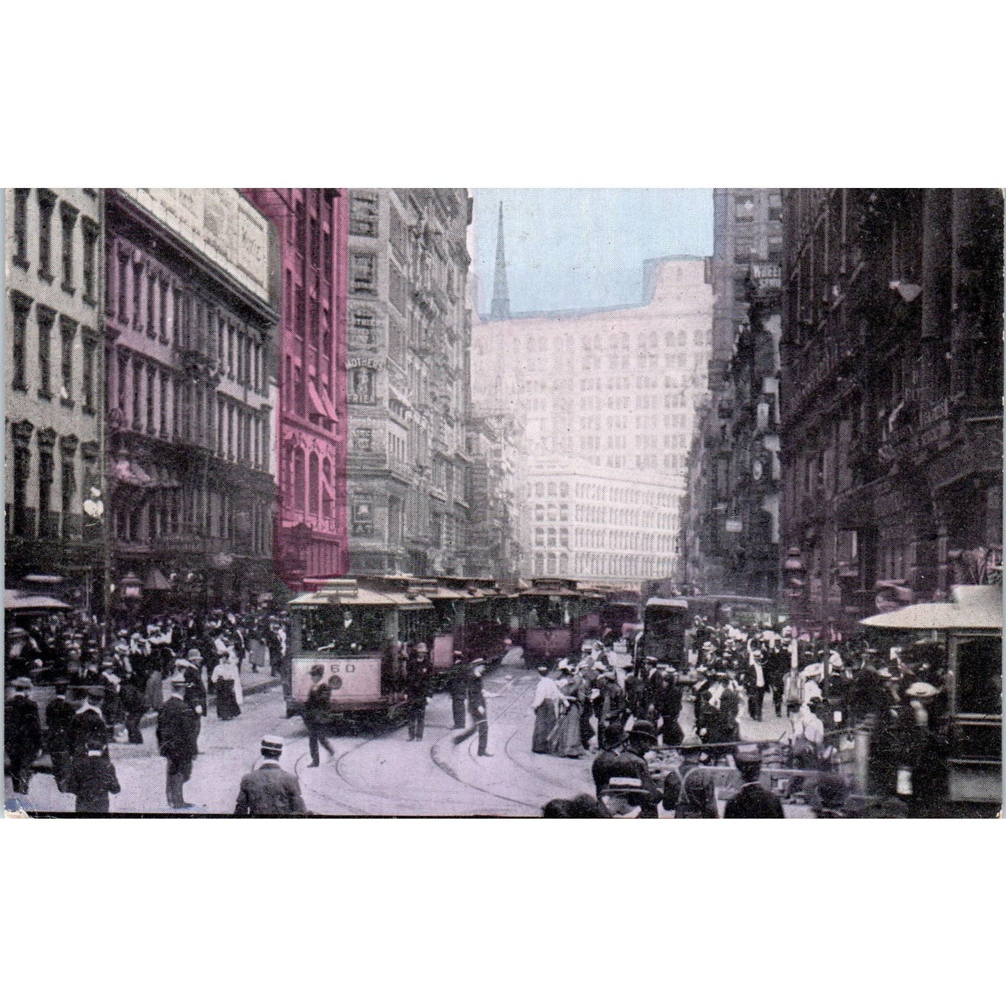 Trollies on Broadway Avenue New York c1910 Original Postcard TK1-27