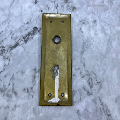 Antique Brass Door Backplate Escutcheon Art Deco Architectural Salvage TH1-4