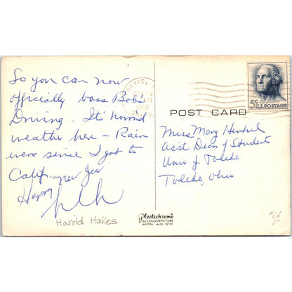 Back Seat Driver's License Humor Joke 1969 Original Postcard P2-3