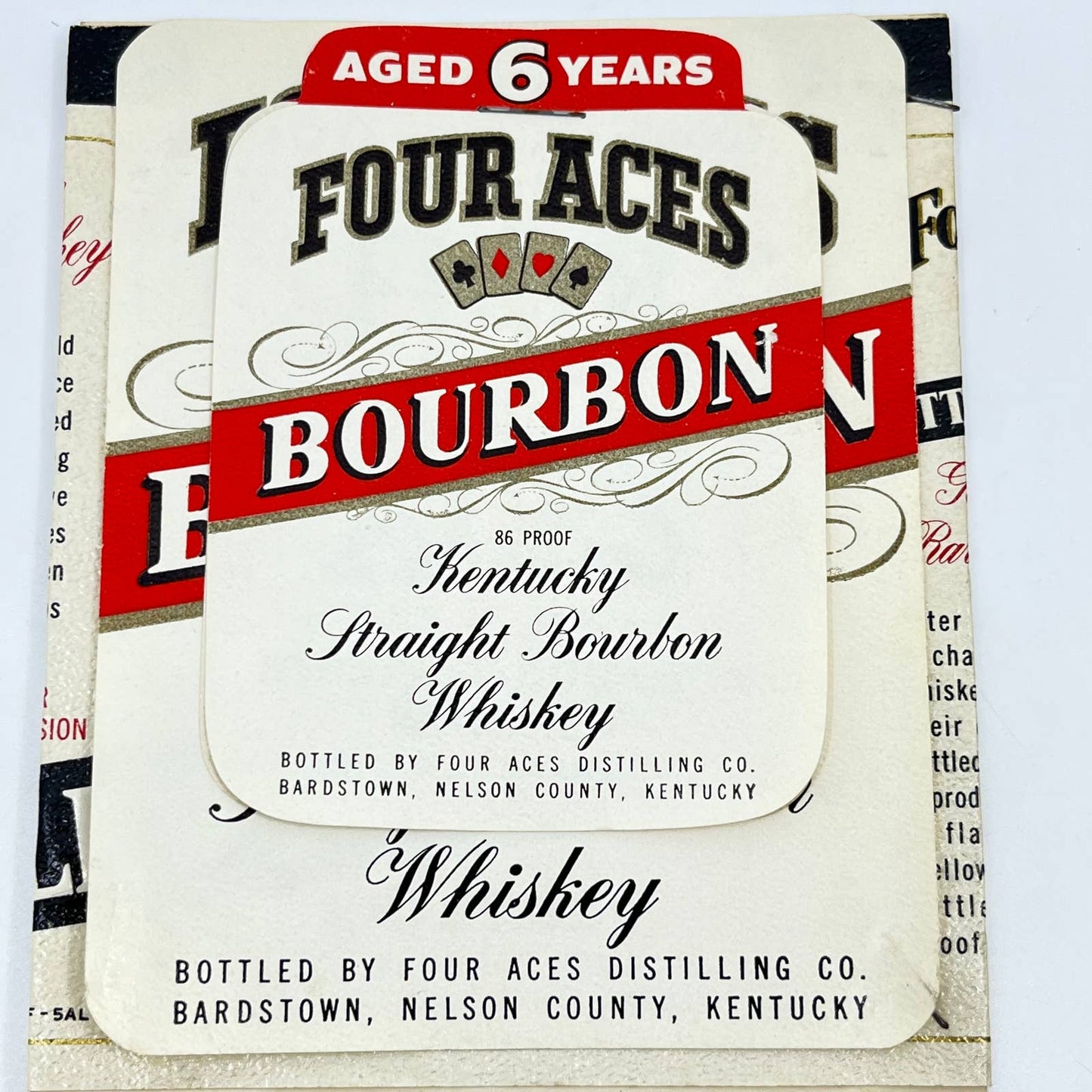 Four Aces Bourbon Whiskey Label Set of 4 Four Aces Distilling Co Bardstown KY
