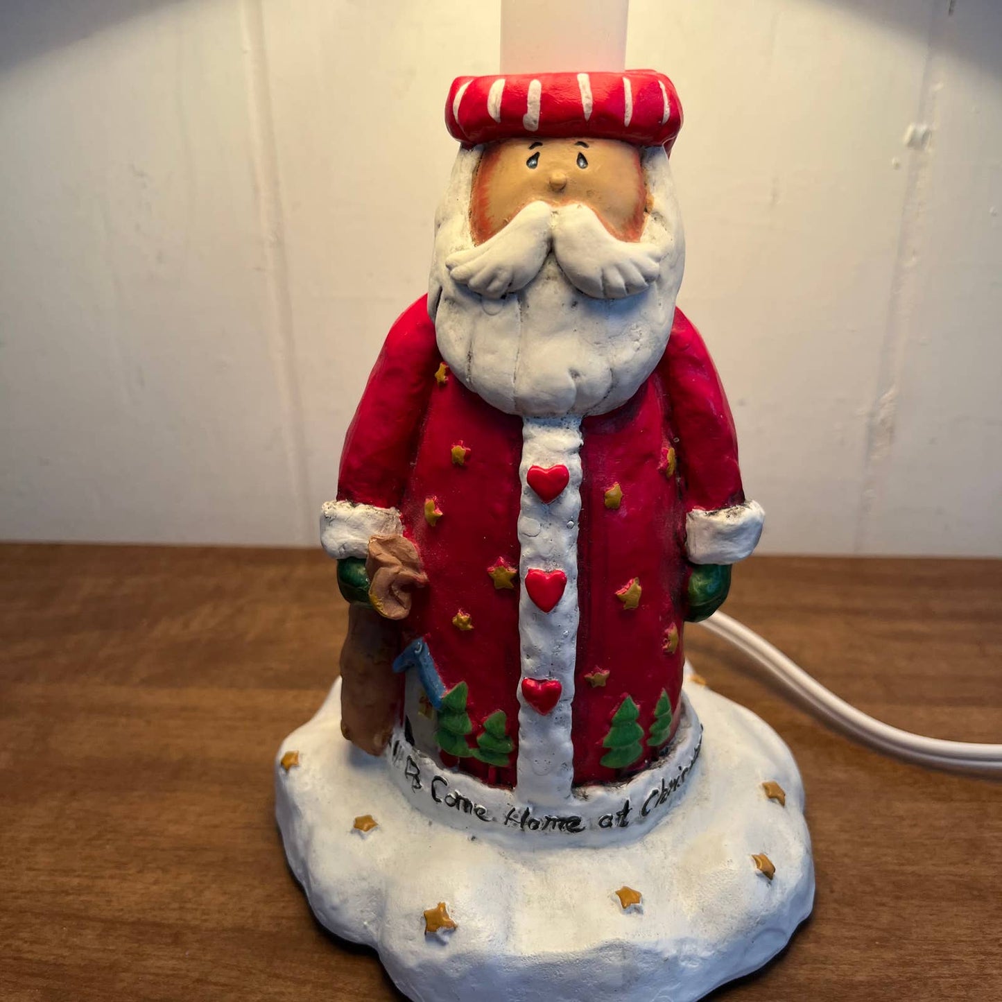 Vintage Santa's Workbench Novelty Resin Lamp Light, Father Christmas in box TA6