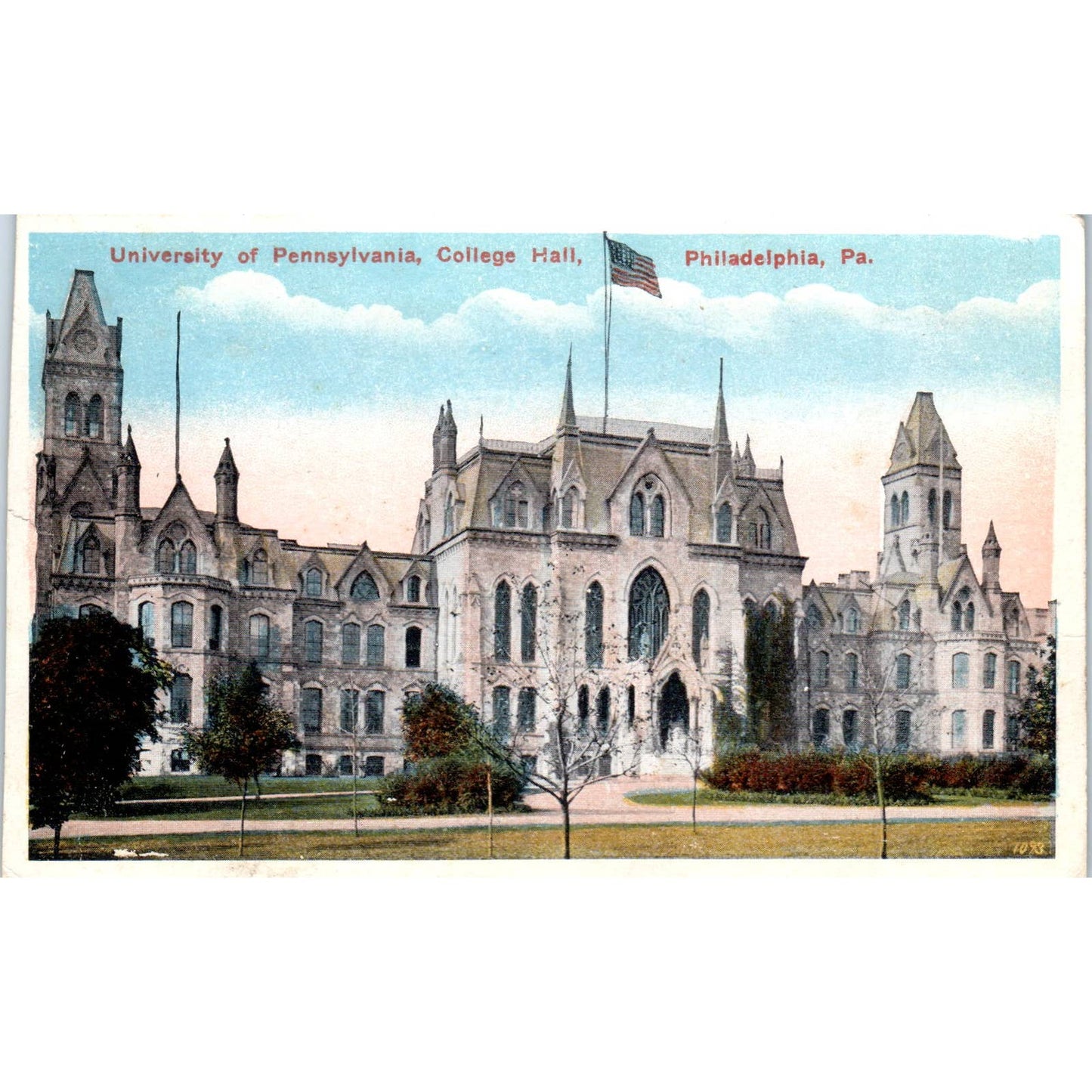 Vintage Postcard University of Pennsylvania College Hall Philadelphia PA TD9-P1