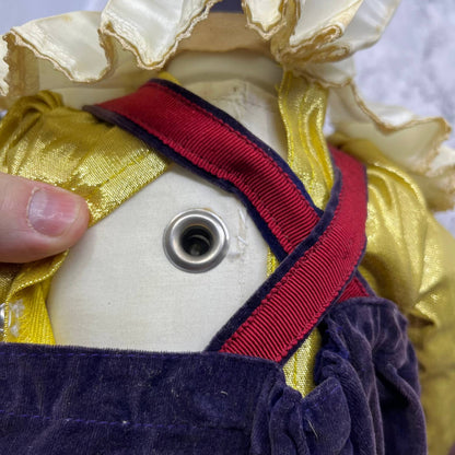 Madame Verte Large Musical Clown Pierrot Harlequin Doll Porcelain Sankyo 26”
