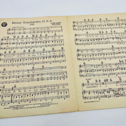 1950 MR. TOUCHDOWN USA Sheet Music Hugo Winterhalter Football V37-4