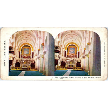 Franciscan Chapel Church of Nativity Bethlehem - Antique Stereoview Card H3-2