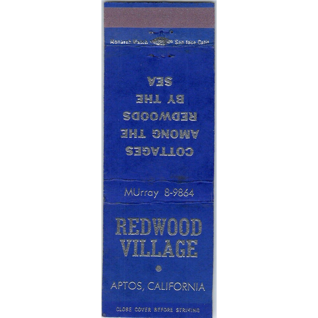 Redwood Village Cottages Aptos California Advertising Matchbook Cover SA9-M10