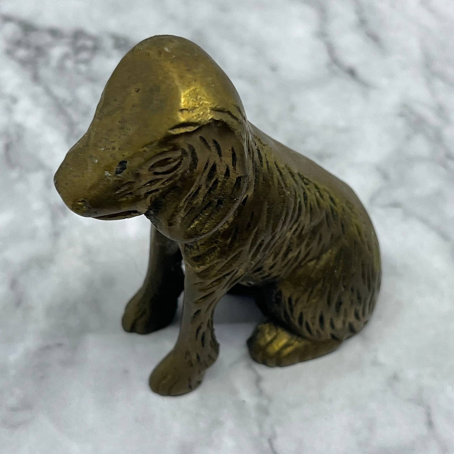 Vintage Action Solid Brass Golden Retriever Dog Figurine Paperweight 3” TE2
