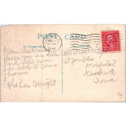 1930 Get Well Soon Carthage Illinois Original Postcard P2-5