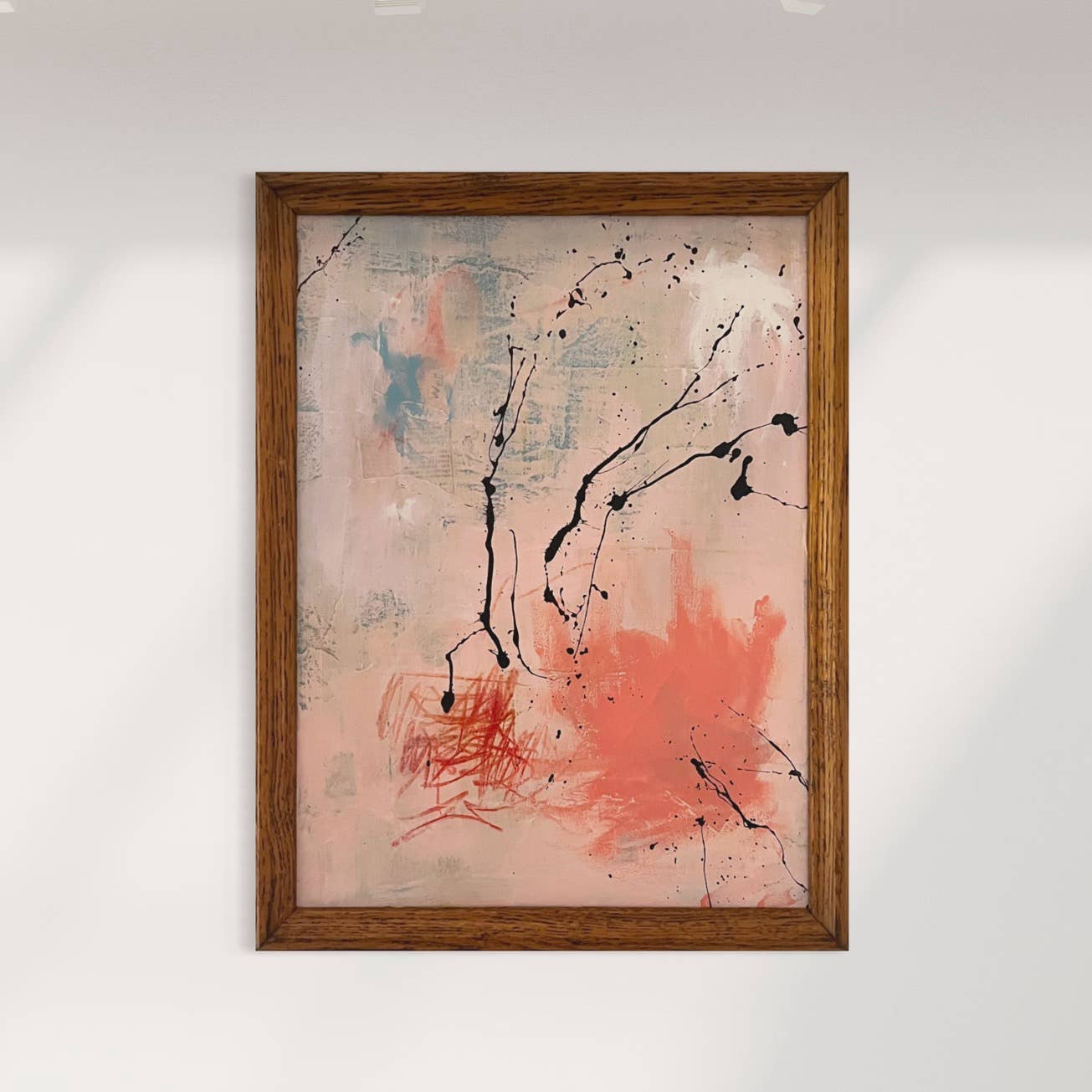 Original Framed Mixed Media Abstract Art Painting 17x13 “Exit Stage Left” w/ COA