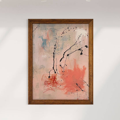 Original Framed Mixed Media Abstract Art Painting 17x13 “Exit Stage Left” w/ COA