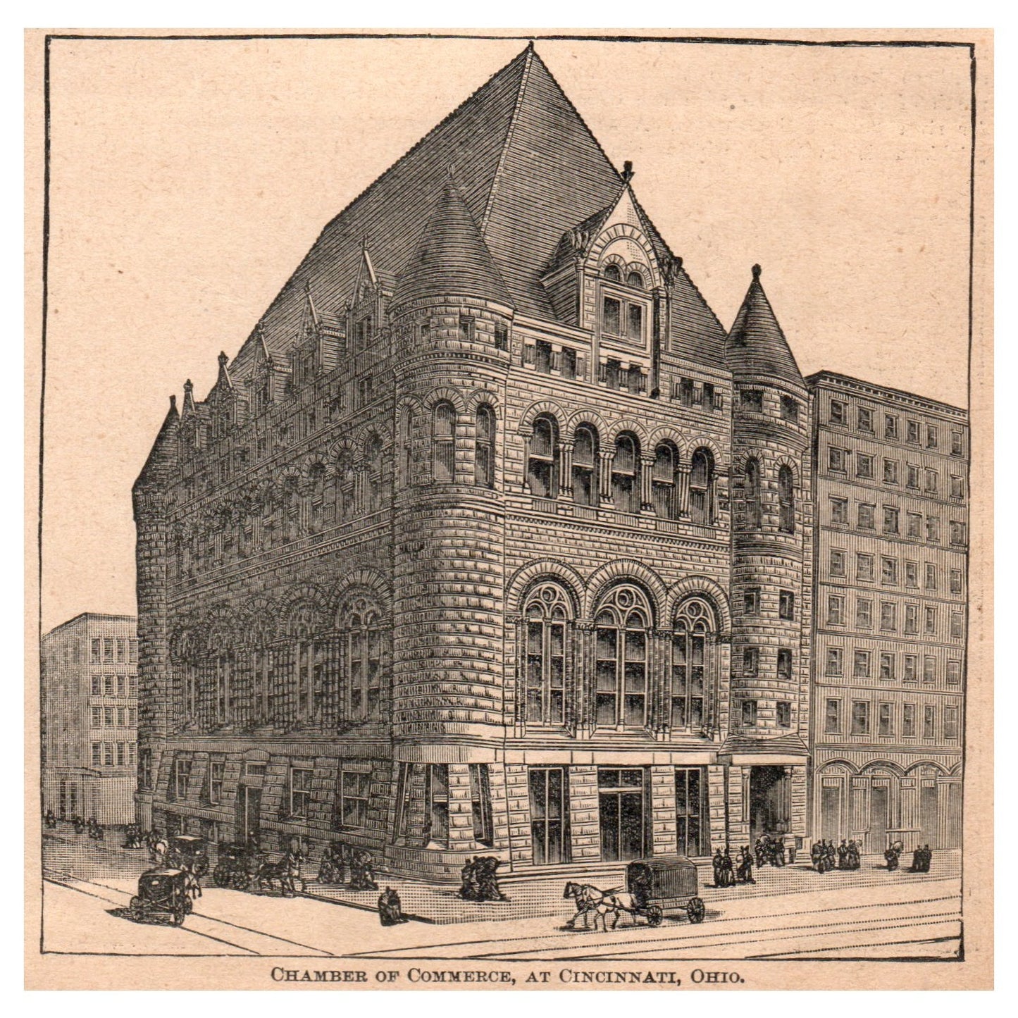 Chamber of Commerce at Cincinnati Ohio 5x5" Original Engraving 1899 AK5-H7