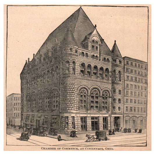 Chamber of Commerce at Cincinnati Ohio 5x5" Original Engraving 1899 AK5-H7