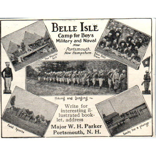 c1920 Harper's Ad- Belle Isle Military & Naval Camp W.H. Parker Portsmouth EA3-2