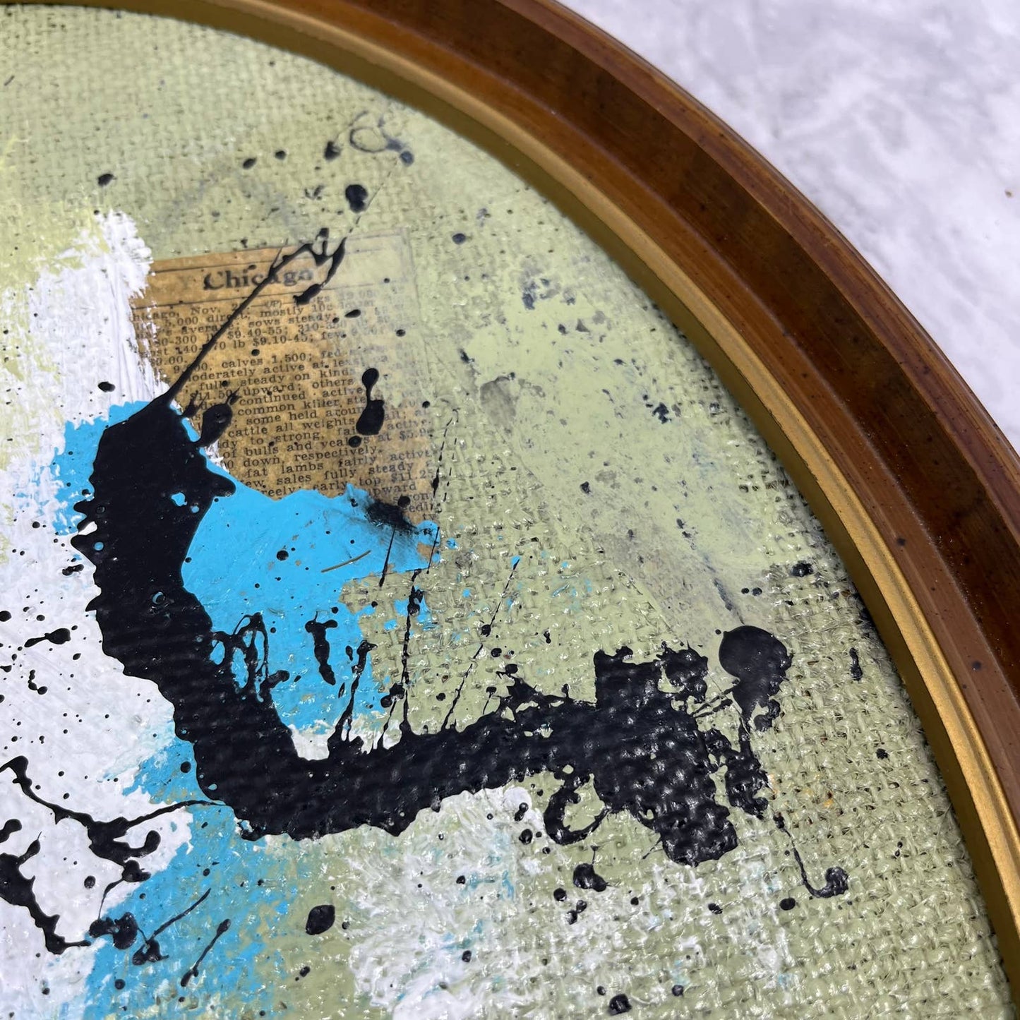 Original Framed Mixed Media Abstract Art Painting 14.5x11.5 “1972” With COA