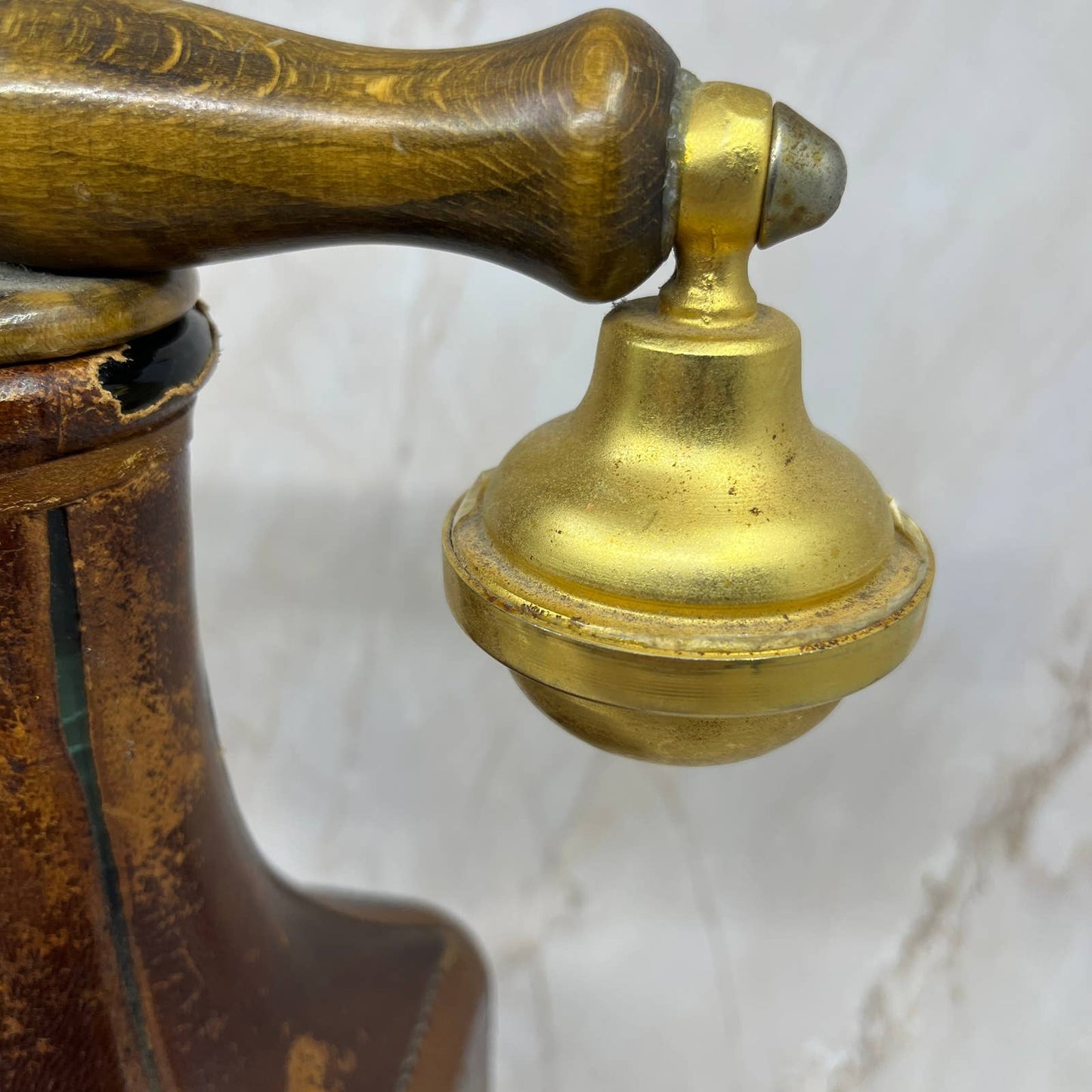Vintage Italian Leather Wrapped Telephone Shape Decanter Bottle TC5