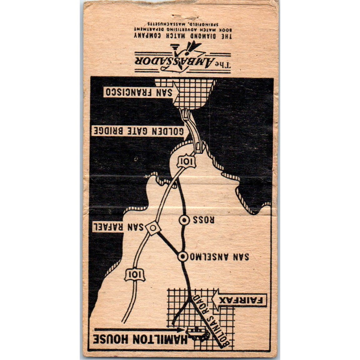 The Hamilton House Fairfax California Advertising Matchbook Cover SA9-M1