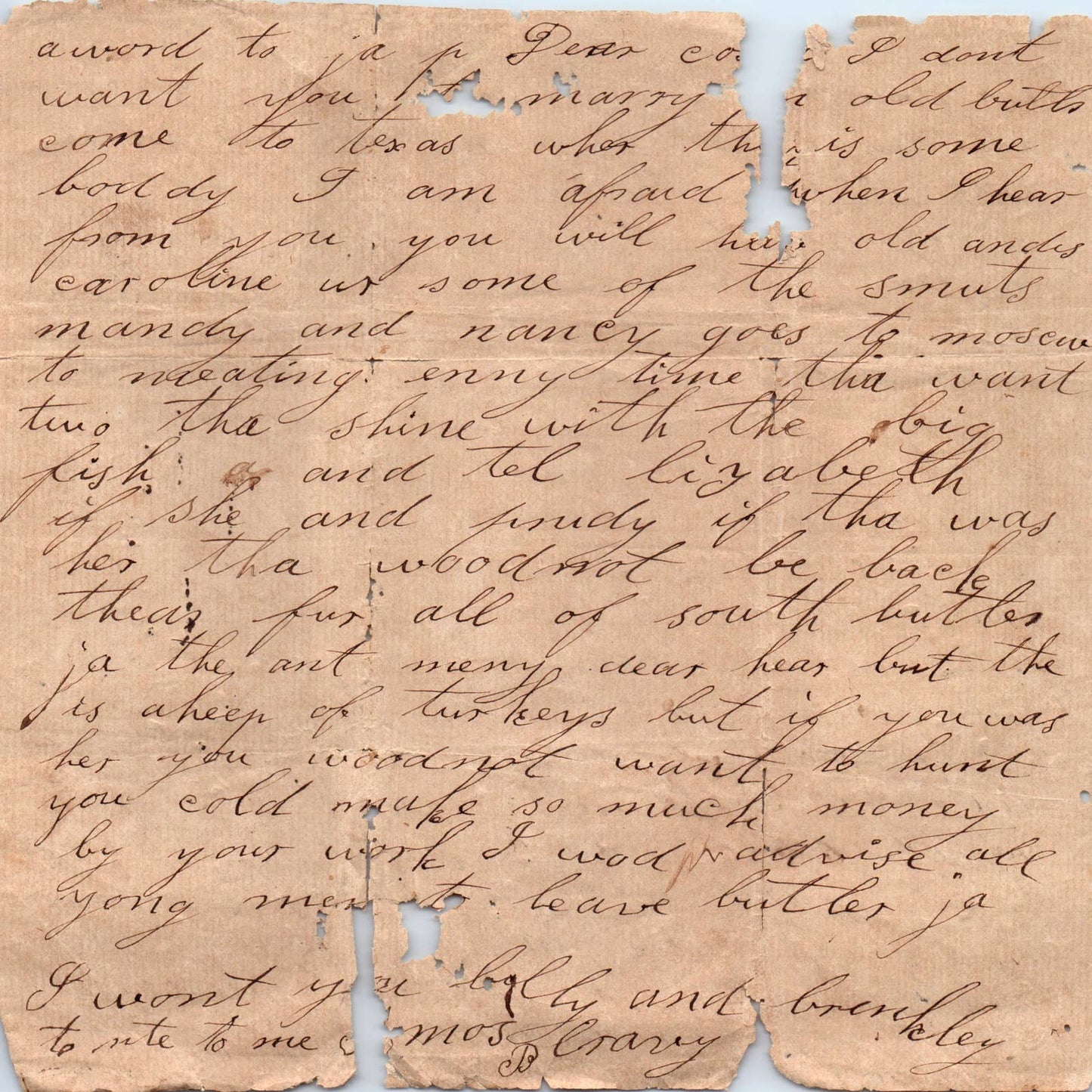 c1815 Handwritten Letter to Asa Peavy Mentions General Andrew Jackson AD6