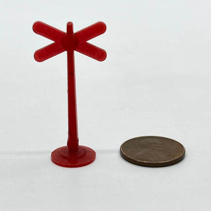 Vintage Toy Red Celluloid Railroad Crossing Sign SD4