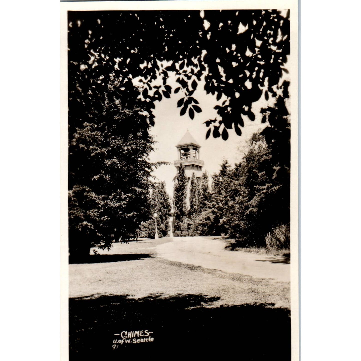 Antique Postcard RPPC Chimes - U of W Seattle Washington TD9