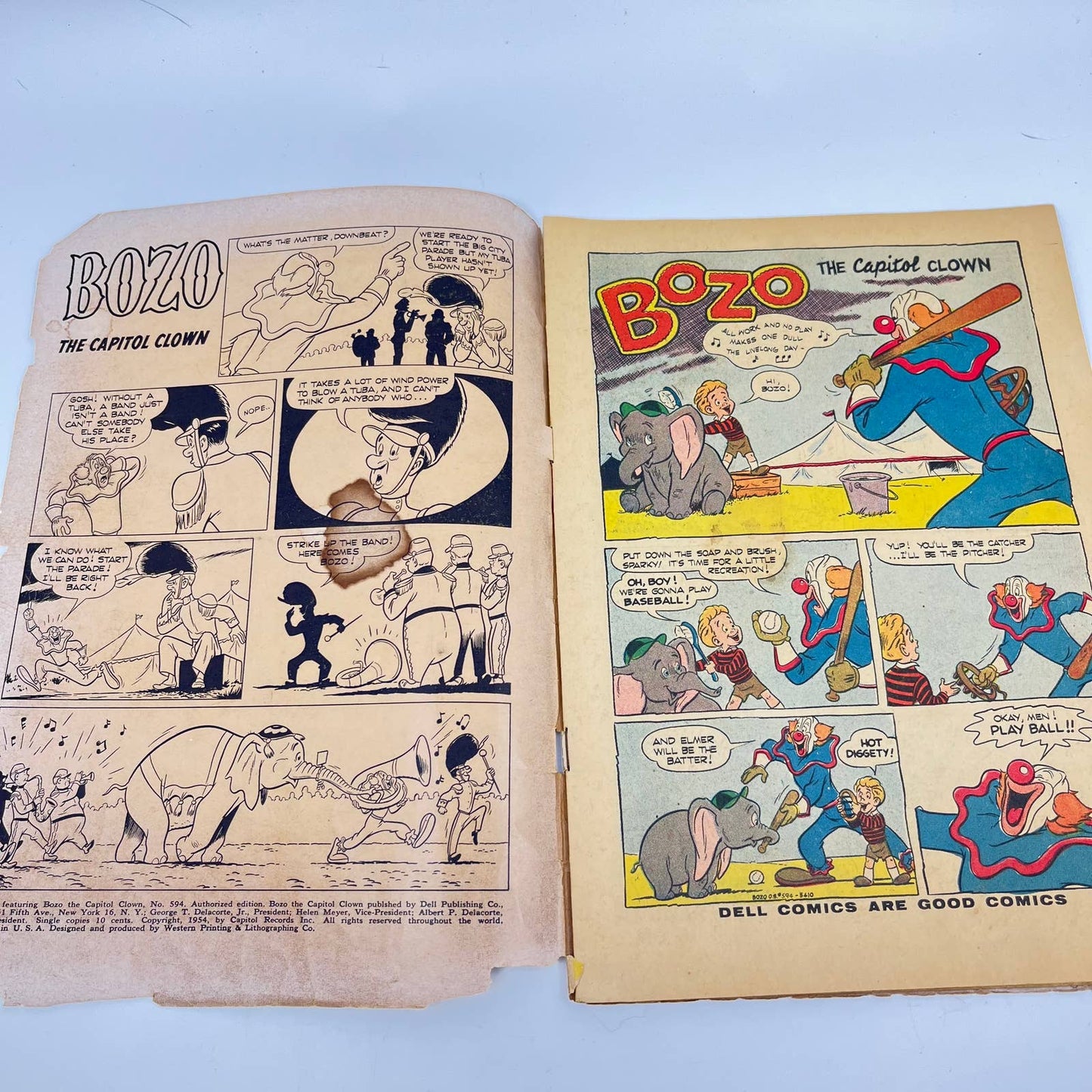 Bozo The Clown Comic Book Dell #594 Oct 1954 Lee Hooper TE7