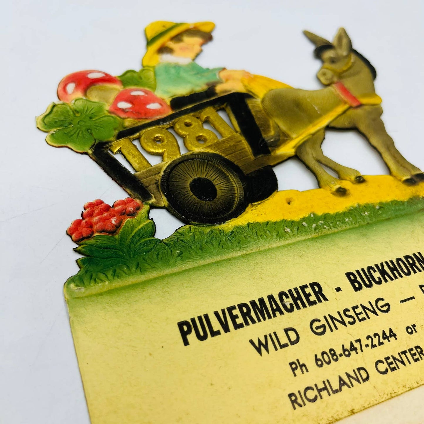 1981 Die Cut Embossed Calendar Pulvermacher Ginseng Buyer Richland Center WI TD3