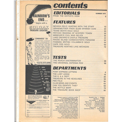 Treasure Magazine - Treasure Hunting Mining Metal Detecting Summer 1975 M4