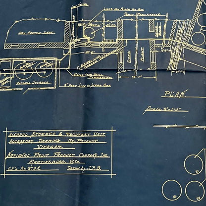 1935 Alcohol Storage & Recovery Unit Blueprints National Fruit Co. 19x28" TG1