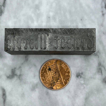 Vintage Printing Letterpress Printers Block Plate Ernest Morris TJ518