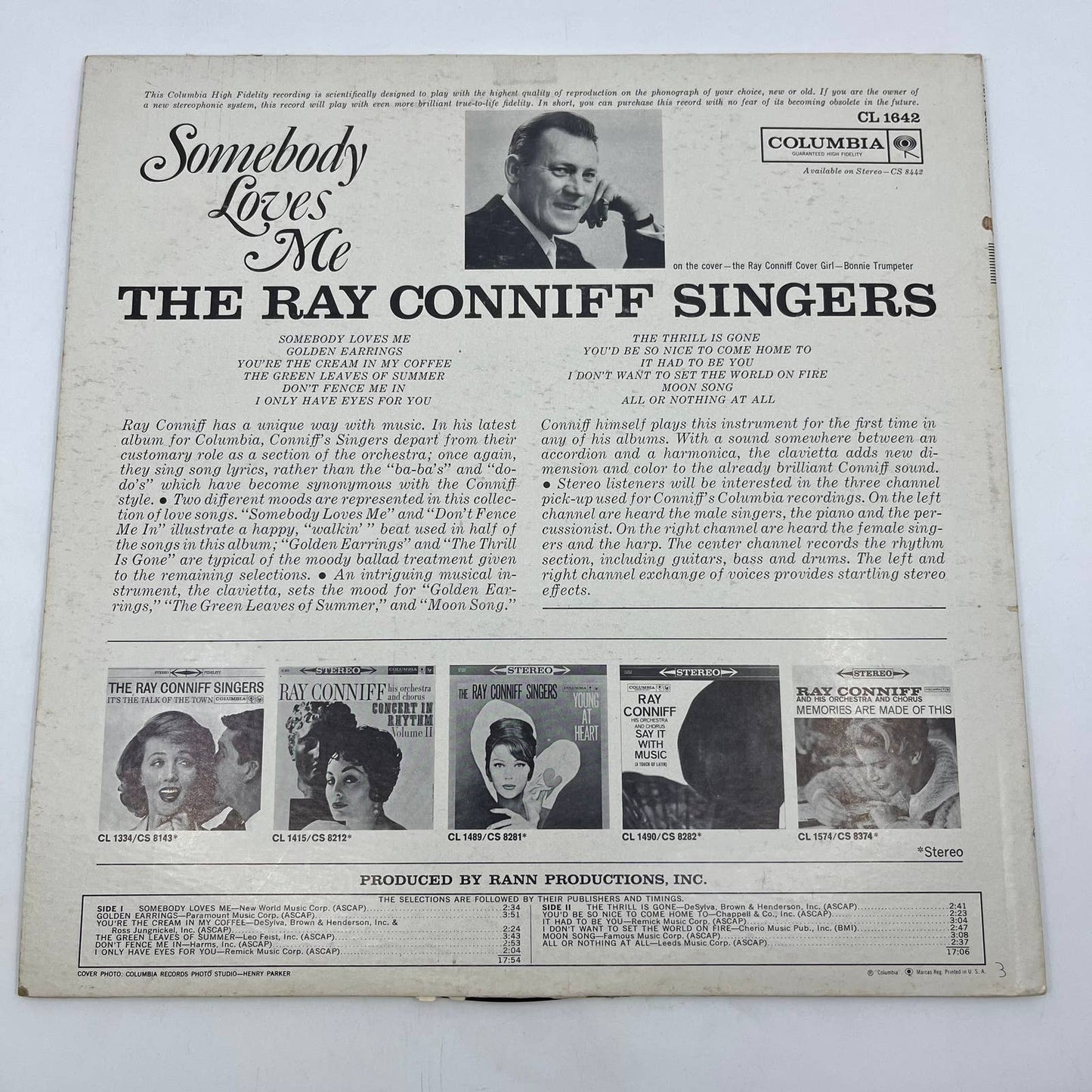 The Ray Conniff Singers Somebody Loves Me Vinyl Record Signed Authenticated TH3