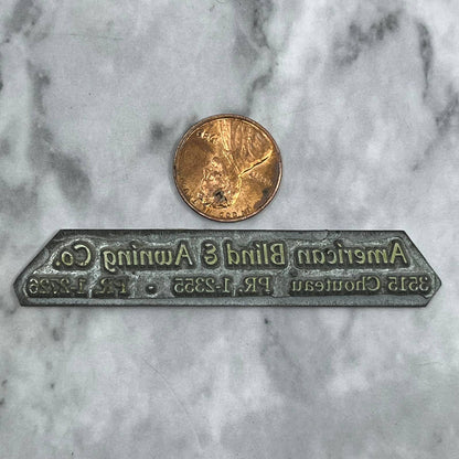 VTG Printing Letterpress Printers Block Plate American Blind & Awning Co. TJ58