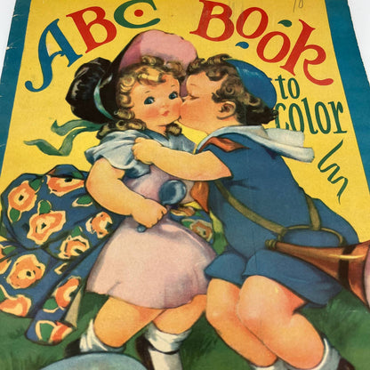 1940 Jumbo Coloring Book ABC Book To Color Saalfield Akron Ohio TB4