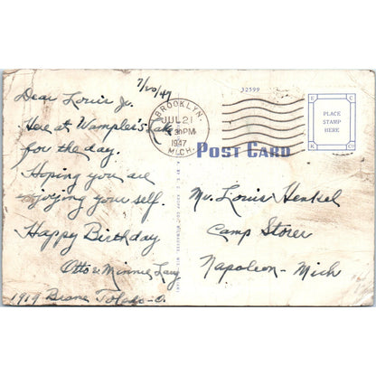 Risque Comic Humor Here I Study Facts and Figures 1947 Original Postcard P2-3