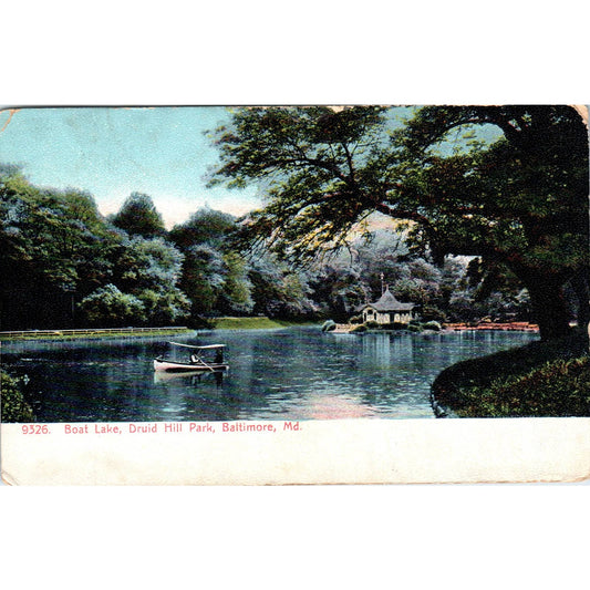 Boat Lake Druid Hill Park Baltimore MD 1920 Original Postcard TK1-28