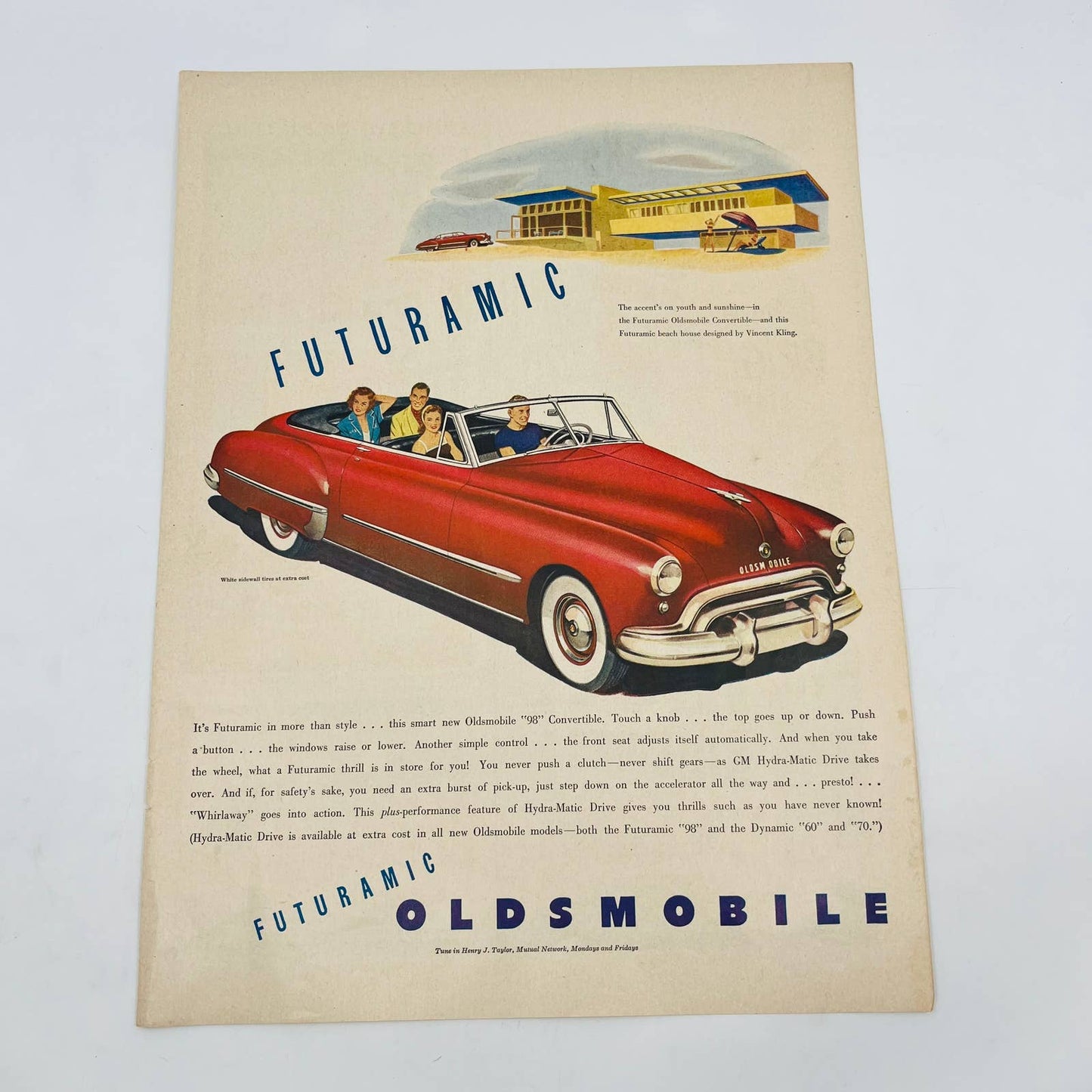 1949 Oldsmobile Futuramic 98 Large  Original Print Ad 10.5 x 14” TA8