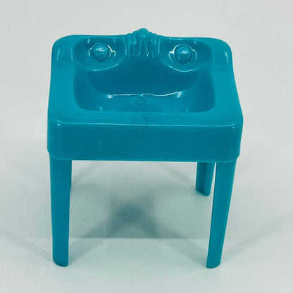 1950s Plasco MCM Dollhouse Furniture Celluloid Teal Bathroom Sink TD6