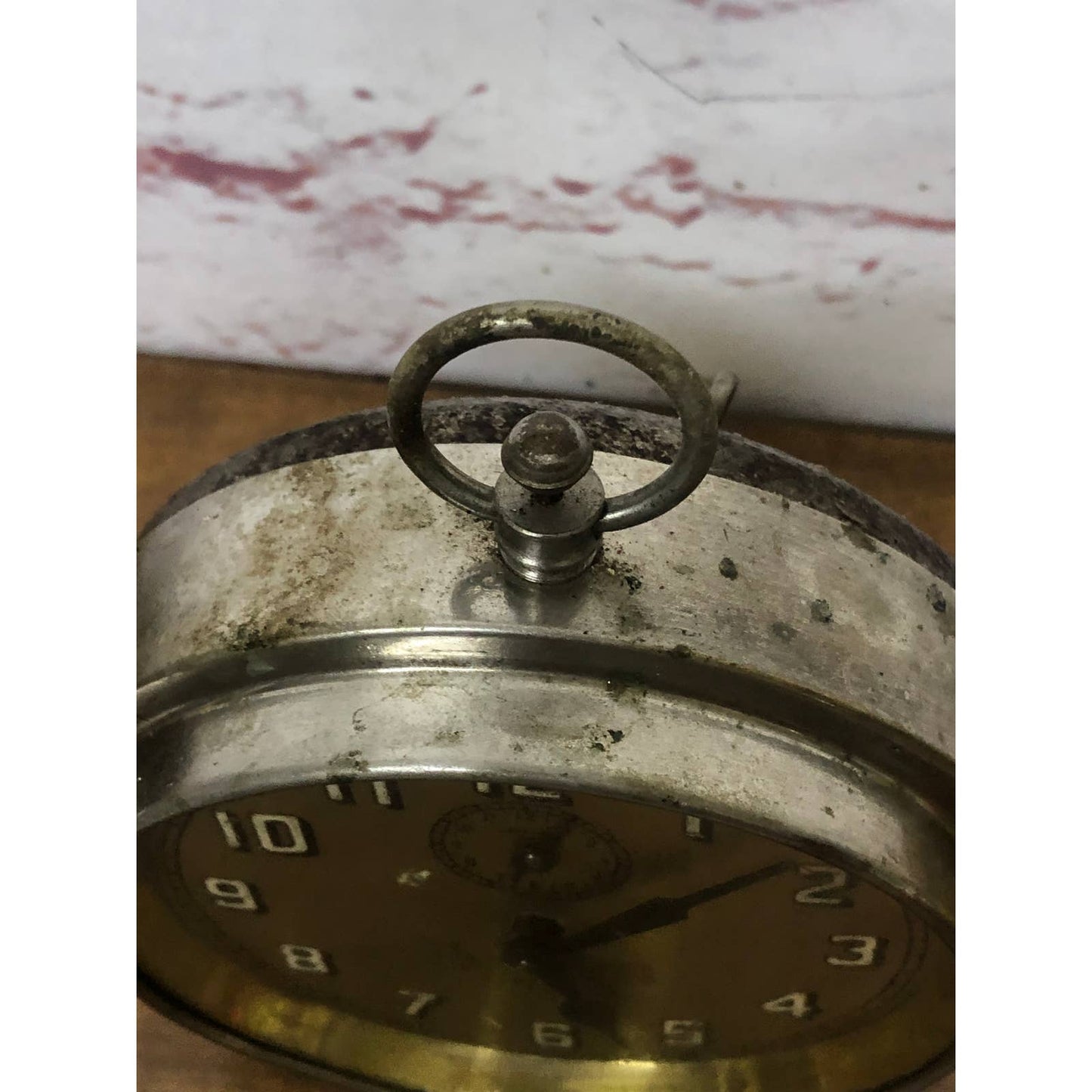 Antique The National Call 8 Day Chrome Wind Up Alarm Clock USA TH4